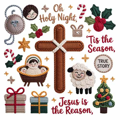 Faux Yarn Christmas DTF Transfer16