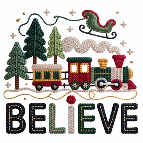 Faux Yarn Christmas DTF Transfer355