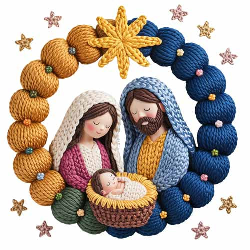 Faux Yarn Christmas DTF Transfer460