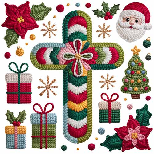 Faux Yarn Christmas DTF Transfer481