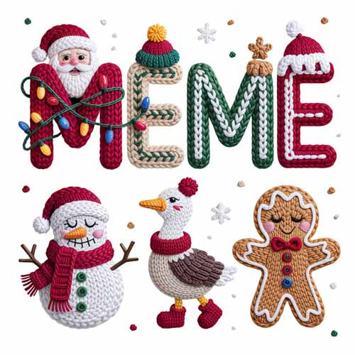 Faux Yarn Christmas DTF Transfer525
