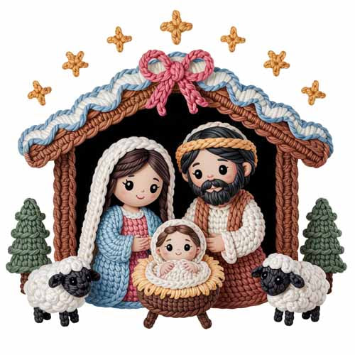 Faux Yarn Christmas DTF Transfer537