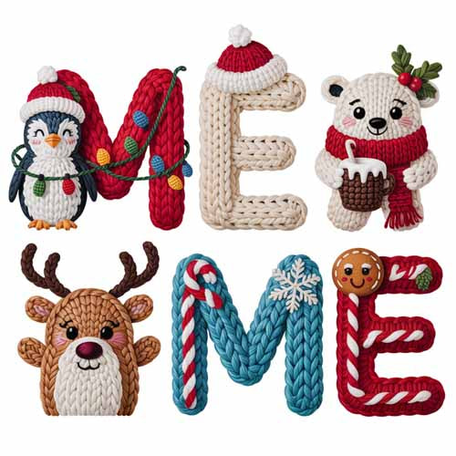 Faux Yarn Christmas DTF Transfer540