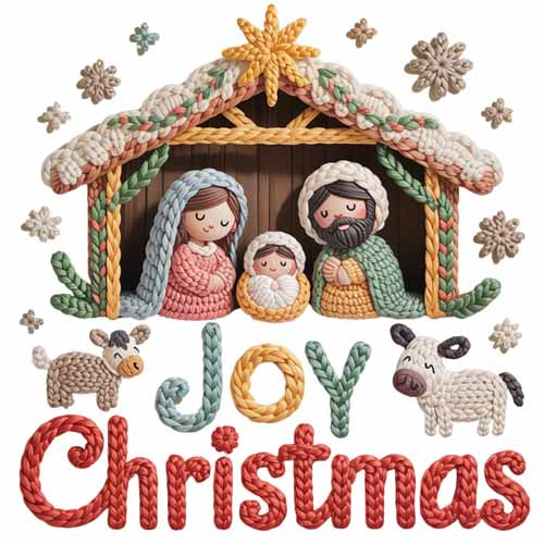 Faux Yarn Christmas DTF Transfer632