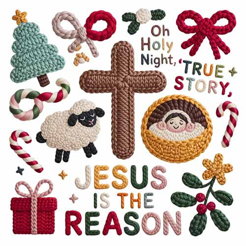 Faux Yarn Christmas DTF Transfer683