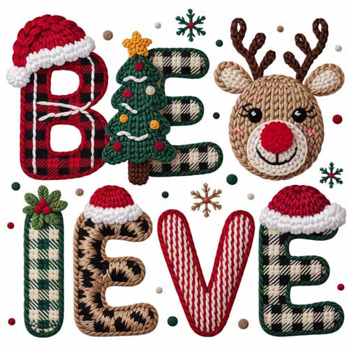 Faux Yarn Christmas DTF Transfer686