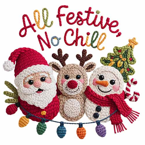 Faux Yarn Christmas DTF Transfer693