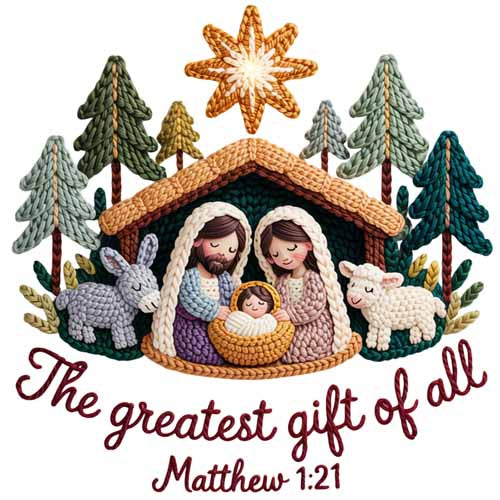 Faux Yarn Christmas DTF Transfer724