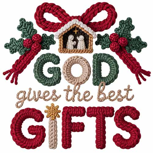 Faux Yarn Christmas DTF Transfer726