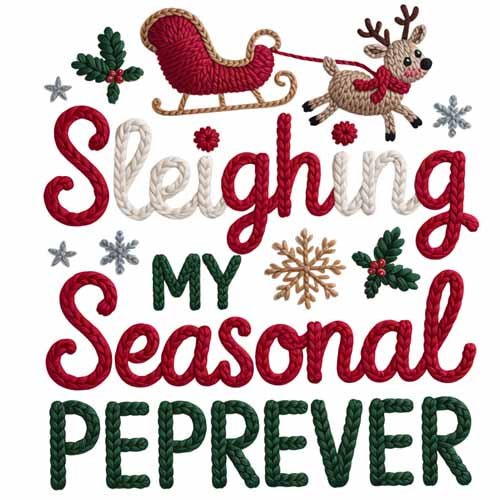 Faux Yarn Christmas DTF Transfer727