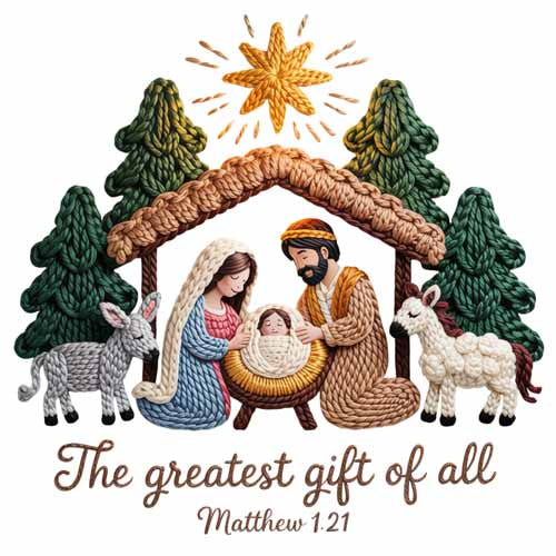 Faux Yarn Christmas DTF Transfer750