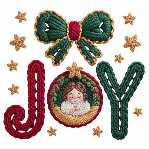 Faux Yarn Christmas DTF Transfer774