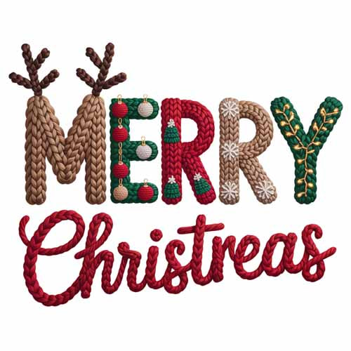 Faux Yarn Christmas DTF Transfer793