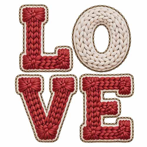 Faux Yarn Valentine's DTF Transfer 135