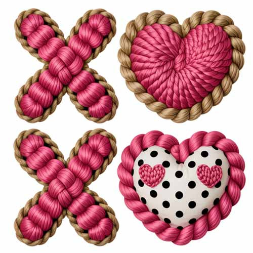 Faux Yarn Valentine's DTF Transfer 14