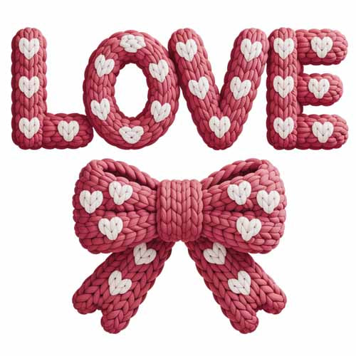 Faux Yarn Valentine's DTF Transfer 159