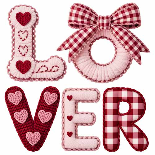 Faux Yarn Valentine's DTF Transfer 210