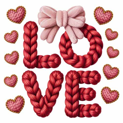 Faux Yarn Valentine's DTF Transfer 306