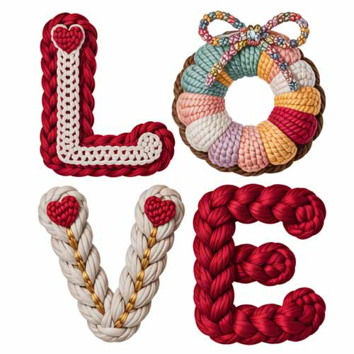 Faux Yarn Valentine's DTF Transfer 325