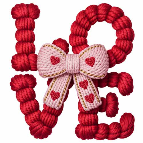 Faux Yarn Valentine's DTF Transfer 376