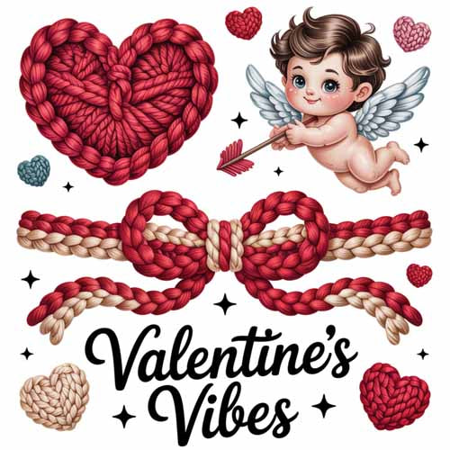 Faux Yarn Valentine's DTF Transfer 398