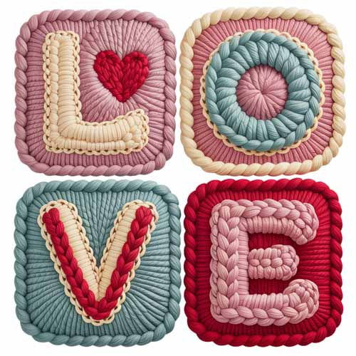 Faux Yarn Valentine's DTF Transfer 402