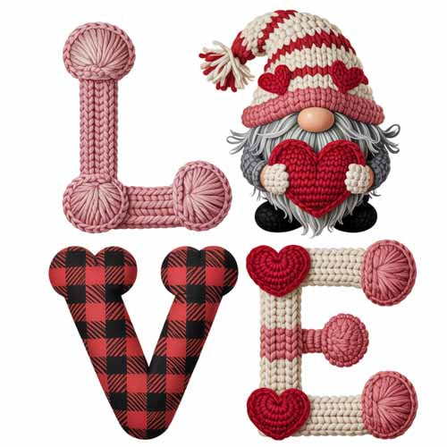 Faux Yarn Valentine's DTF Transfer 61