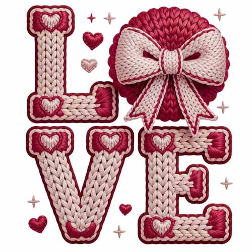 Faux Yarn Valentine's DTF Transfer 90